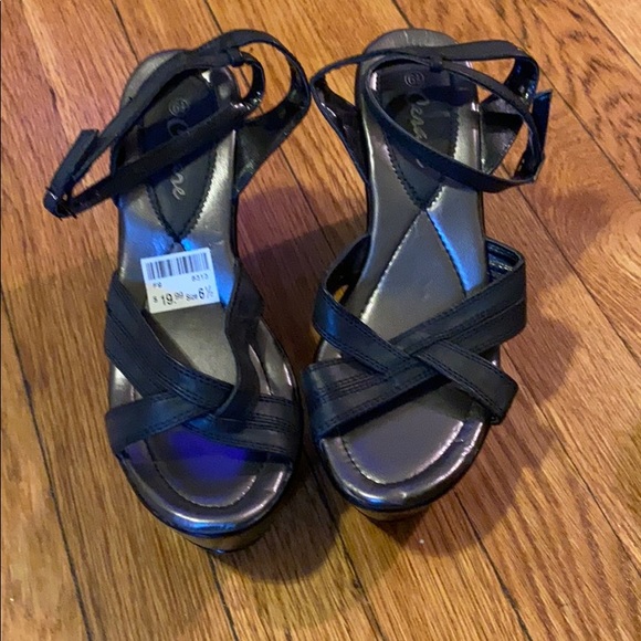 Shoes - Brand new black wedge sandals